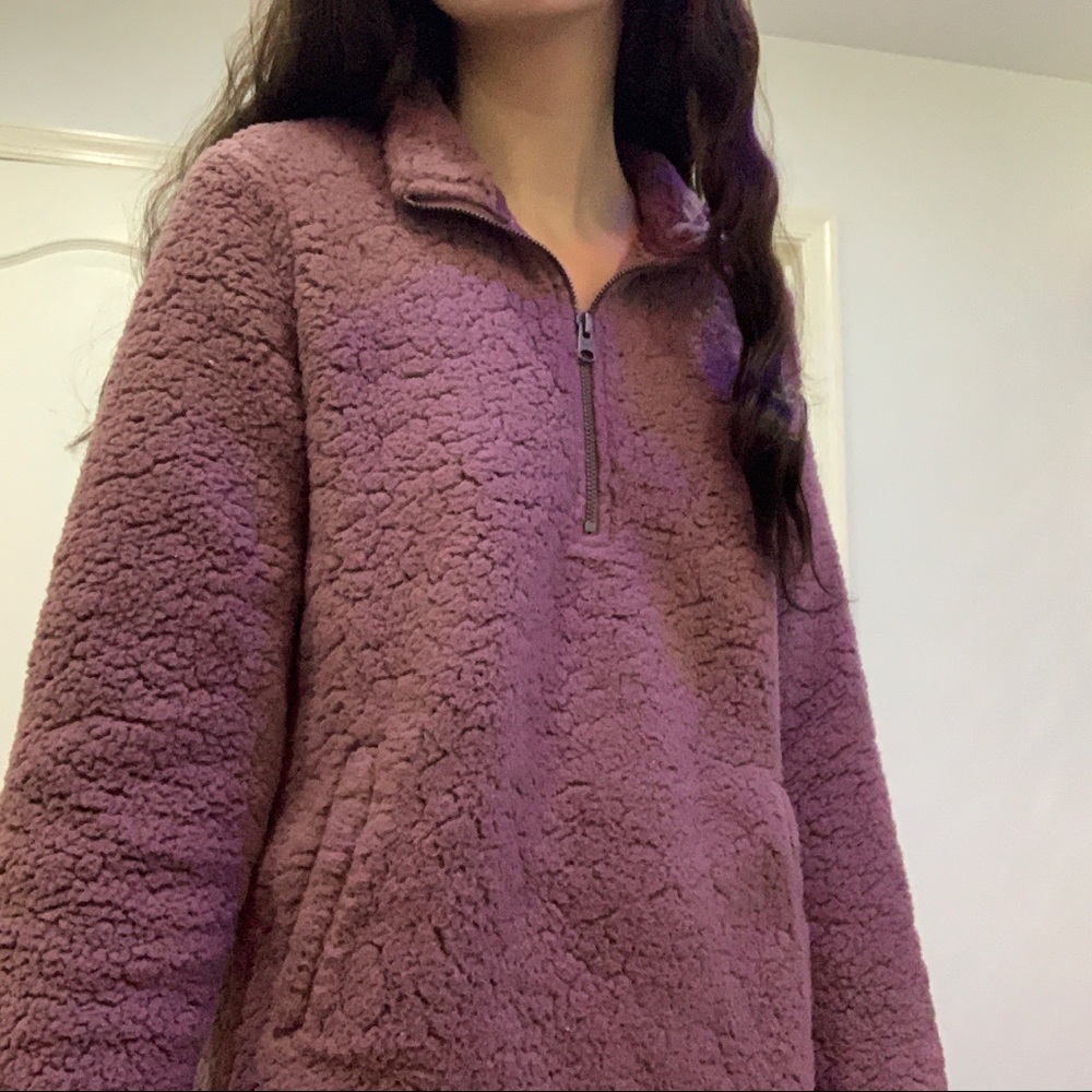 Abercrombie Sherpa Quarter Zip Pullover Hoodie